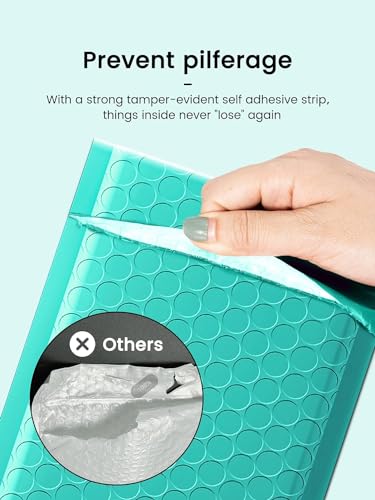 GSSUSA Teal Bubble Mailers 4x8" 500 Pack Padded Envelopes Self Seal - color: Teal, size: 4x8 500pc