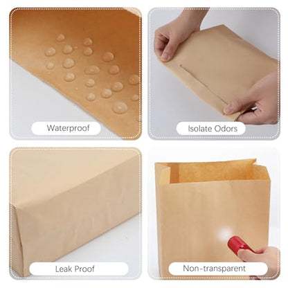 Tenceur 500 Pcs Waxed Kraft Sanitary Napkin Disposal Bags 7.5x10x3.5 in