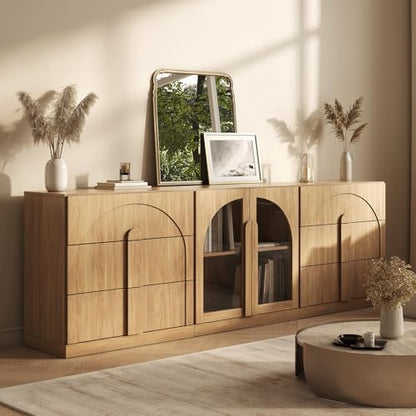BELLEZE Bijou 3-Piece Modular Sideboard Buffet Cabinet - Camel - color: Bijou Camel Acc