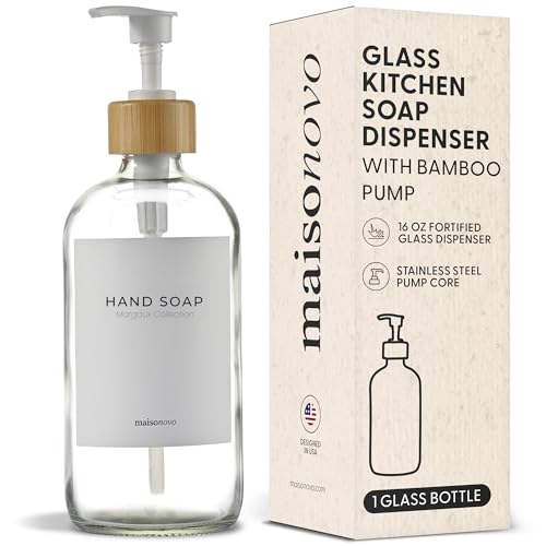 Maisonovo Dish Soap Dispenser - Clear Soap Dispenser White Bamboo Pumps - color: Clear White