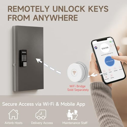 48 Key Lock Box Smart Key Organier Cabinet with Keypad & App for Office - size: 2.3inx11.3inx21.7in