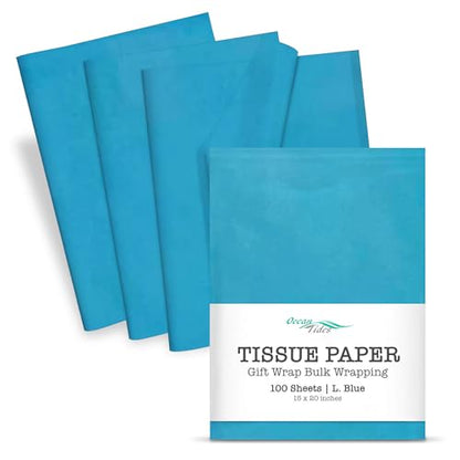 Tissue Paper for Gift Bags - 100 Sheets 14x20in Wrapping Paper, Light Blue - color: Light Blue, size: 100 Count, 14 x 20 in