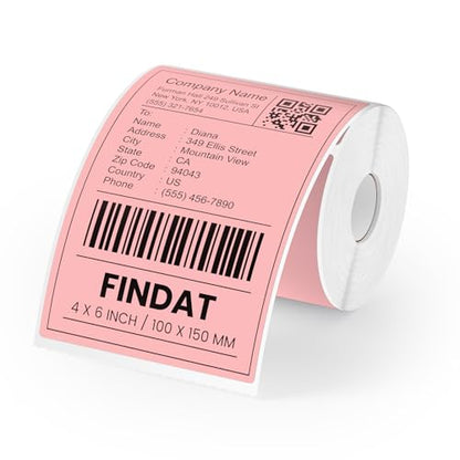 Direct Thermal Label Pink Vinyl 4 x 6 Inch Printer Sticker 250 PCS - color: Pink