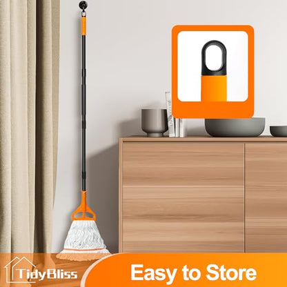 TidyBliss Commercial Mop Heavy Duty with 55” Long Handle (Orange)