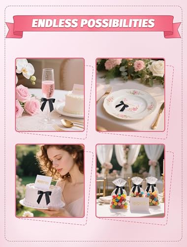 50 Pcs Satin Ribbon Black Bows, 2.75" Twist Tie Bows for Gift Wrapping - color: Black