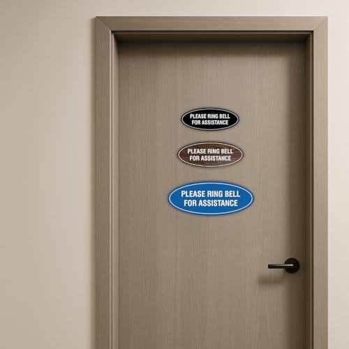 Signs ByLITA Oval Please Ring Bell for Assistance Sign (Navy Blue/Gold) - Small - color: Navy Blue/Gold, size: 2 x 5" - Small (1 Pack)