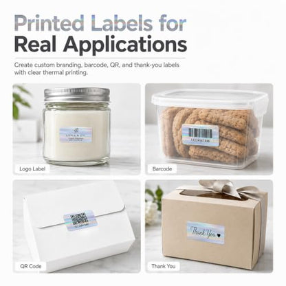 Holographic Silver Thermal Label 1 × 2 Inch Vinyl Sticker 200 PCS - color: Holographic Silver, size: 1 × 2 Inch