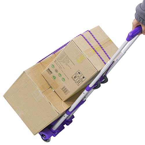 Sutekus Folding Hand Truck and Dolly 110-lbs Lightweight Portable Luggage Cart for School Travel Office Moving (Purple) - color: Purple