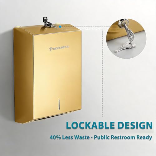 Commercial Paper Towel Dispenser Gold - Multifold Paper Towel Dispenser Wall Mount, High Capacity Stainless Steel Tissue Holder, Suitable for Bathrooms and Public Places - color: D-391 Gold