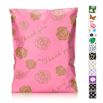 JinRuiKJ Thank You Poly Mailers 10x13 25 Pack, Gold Rose Design - color: Gold Rose, size: 10x13'' - 25 Pack