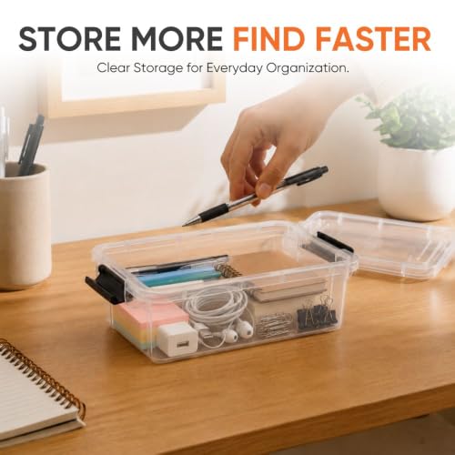 Superio 0.7 Quart Mini Clear Plastic Storage Container with Lid, Stackable Small Organizer Box for Crayons, Art Supplies, Beads, Sewing, Stationery & Food Storage, 2 Pack - size: 0.7 Quart
