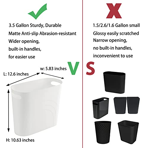 rejomiik Small Bathroom Trash Can, 3.5 Gallon Slim Garbage Can, White - color: White, size: 1 pack