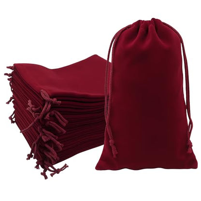 Mandala Crafts 8x17 Maroon Velvet Drawstring Bags for Shoe Dusting Bags - color: Maroon 8X17 Inches, size: 1 Count (Pack of 10)
