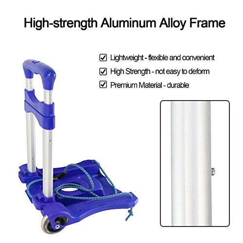 Sutekus Folding Hand Truck and Dolly 110-lbs Lightweight Portable Luggage Cart for School Travel Office Moving (Blue) - color: Blue