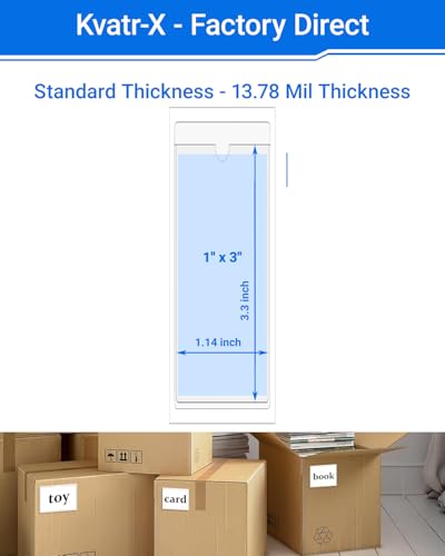 20 PCS Clear Self Adhesive Plastic Label Pockets, Top Loading Business & Library Index Card Holders, Peel and Stick Sleeves for Storage Bins, Totes, Binders and Drawers (1 x 3 Inch) - size: 1" x 3", style: Vertical