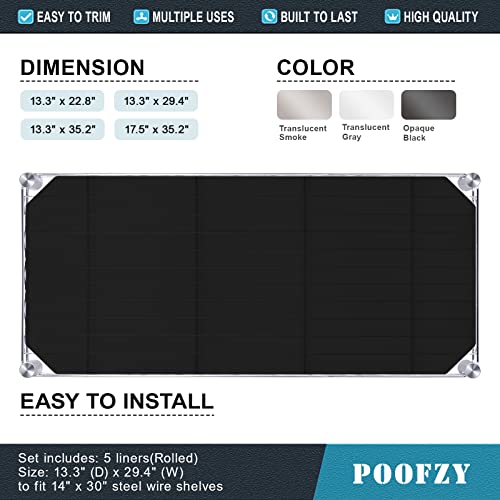 Poofzy Wire Shelf Liner 16" x 36", Set of 5 Black - color: Black, size: 16"x36" 5pcs