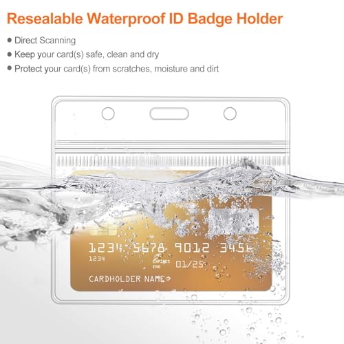 Clear Horizontal ID Badge Holder with Lanyard, Gray, 6PCS - color: Gray - 6pcs
