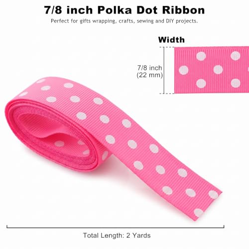 QingHan Polka Dot Grosgrain Ribbon: 7/8 inch 40 Yards (20colors x 2yards) - color: 7/8-Polka Dot