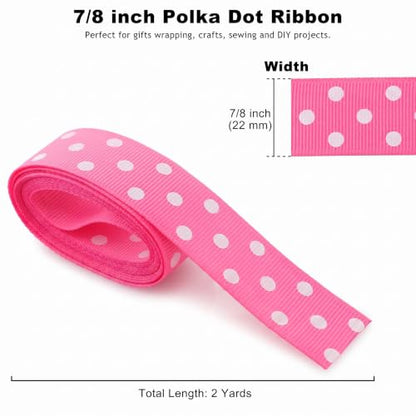 QingHan Polka Dot Grosgrain Ribbon: 7/8 inch 40 Yards (20colors x 2yards) - color: 7/8-Polka Dot