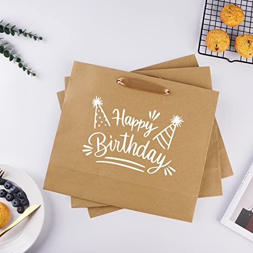 Plauthus 15.7" Brown Gift Bags, 3-Pack with Tissue Paper and Ribbon - color: brown-XL-3pcs