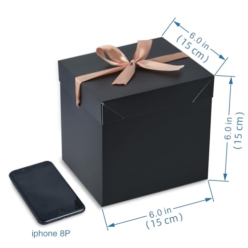 Gift Box with Lid for present,12pcs,Collapsible, 6"×6"×6" - color: White & Black, size: 6 x 6 x 6 Inch