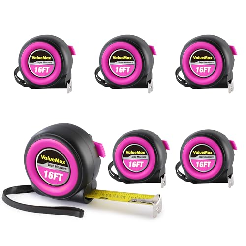 ValueMax Tape Measure, 6 Pack 16FT Measuring Tape Retractable, Purple - color: Purple