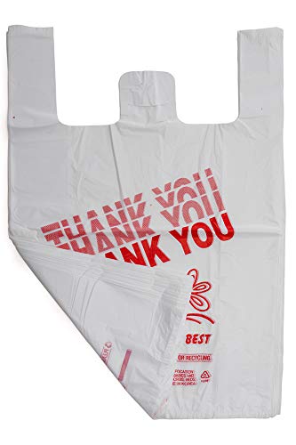 Thank You Jumbo Size (400 Count) Plastic T-Shirt Bags, Jumbo Size Bags with Handles, 18" X 8" X 27", Bulk, 18 mic (0.71 mil), XX-Large T-Shirt Bag, Plastic Grocery Bags