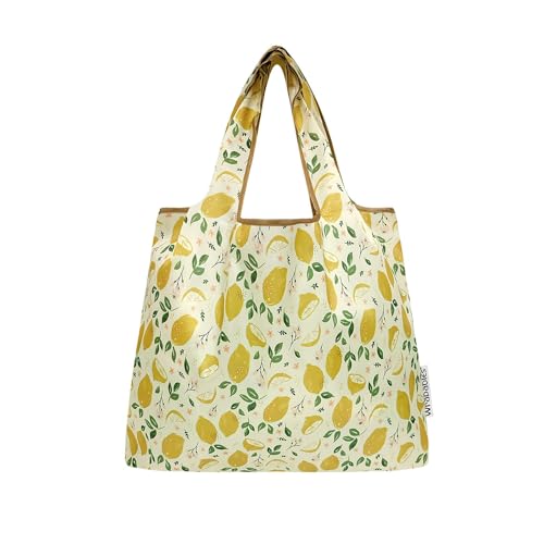 allydrew Medium Foldable Tote Nylon Reusable Grocery Bag (Set of 2) - color: Lemons