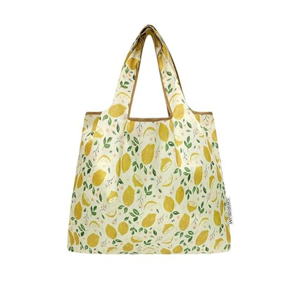 allydrew Medium Foldable Tote Nylon Reusable Grocery Bag (Set of 2) - color: Lemons