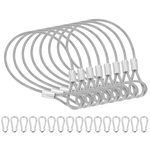 PATIKIL 9" Safety Cable Lock Security Wire Ropes w 16 Spring Buckle 8Pcs - color: Clear, size: 9 Inch