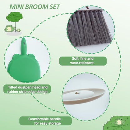 2Pcs Mini Broom and Dustpan Set,Each Set Comes with A Broom and A Dustpan Ldeal for Tight Spaces in Desk Boxes