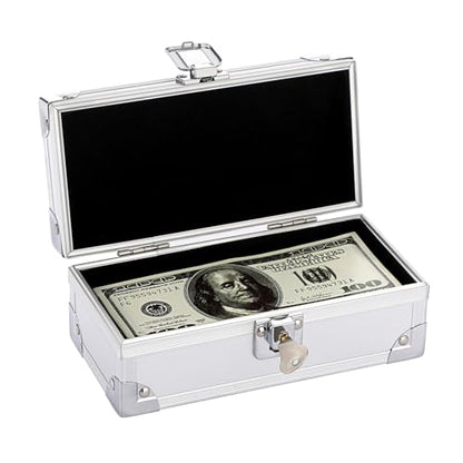 Hipiwe Lockable Cash Box Aluminium Alloy Money Box for with Key Lock - color: Silver, size: Small