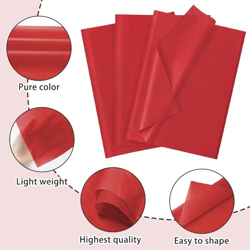 120 Sheets 14 x 20 Inch Red Tissue Paper for Gift Bag Wrapping - color: Red