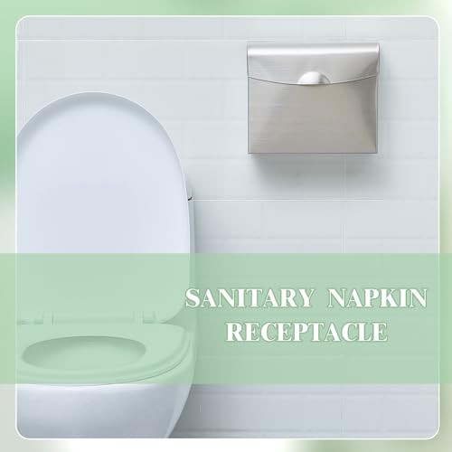 Tioncy 8 Pcs Sanitary Napkin Disposal Receptacle Wall Mount, Silvery White