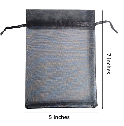 Sheer Organza Mesh Drawstring Gift Bags Pack of 50 5x7 Inch Black - color: Black 5x7in 50pc