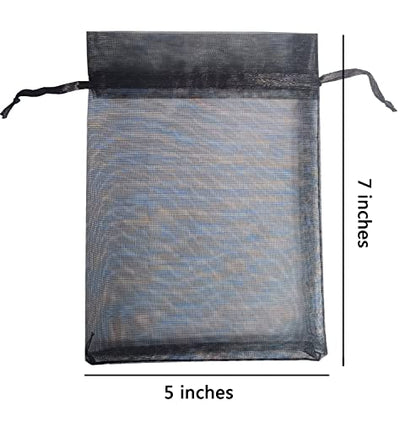 Sheer Organza Mesh Drawstring Gift Bags Pack of 50 5x7 Inch Black - color: Black 5x7in 50pc