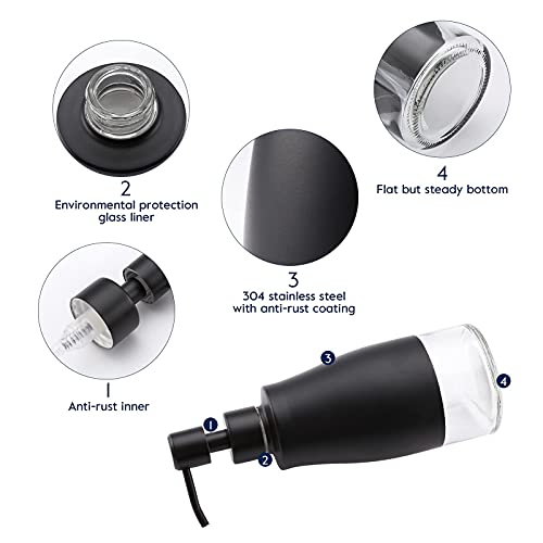 Gaussra Black Soap Dispenser with Coaster and Stickers - 11 OZ / 320 ML - color: Matte Black
