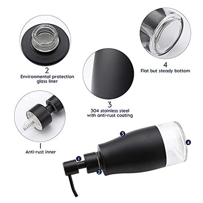 Gaussra Black Soap Dispenser with Coaster and Stickers - 11 OZ / 320 ML - color: Matte Black
