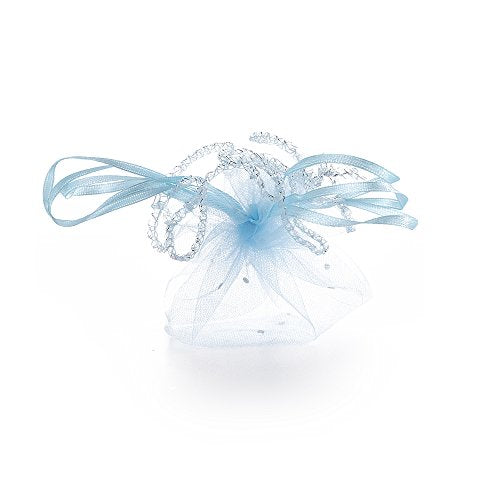 100Pcs 9.8 Inch Round Drawstring Organza Bags, Tulle Circles Jewelry Candy Pouch Christmas Wedding Party Favor Gift Packaging Bags (Sky Blue) - color: Sky Blue