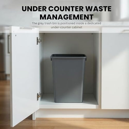 44-Quart Plastic Grey Trash Can, 11-Gallon, Durable Garbage Bin - color: Grey, size: Single-Bin