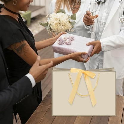 woric 2 Pcs Gift Bags with Handles, 14" Medium Gift Bag with Tissue Paper - color: Gold