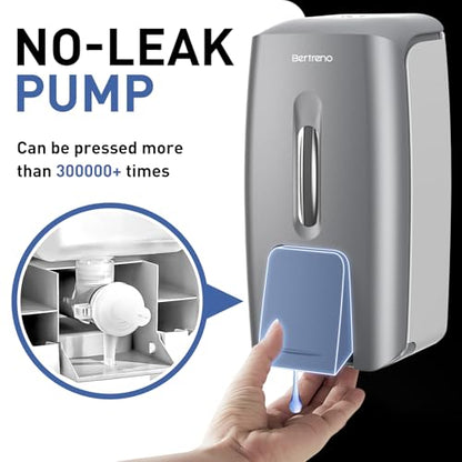 Commercial Soap Dispenser Wall Mount Manual Pump Hand Soap Dispenser 800ml Gel Liquid Hand Sanitizer Dispenser Self Adhesive for Home Bathroom (Silver) - color: Silver