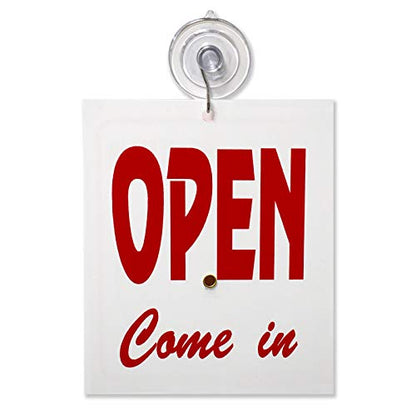 Double Sided "Will Return" Clock and "Open Come in" Sign with Adjustable Clock Hands & Suction Cup, 1 Unit - size: 1 Unit