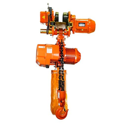 Prowinch 11000 Lbs 5 Ton Electric Chain Hoist with Trolley 3 Phase 208V-240/440-480V -20 ft Lifting Height, H3 Duty Class, G100 Chain for Heavy-Duty Lifting & Industrial Use - size: 11000lb With Trolley