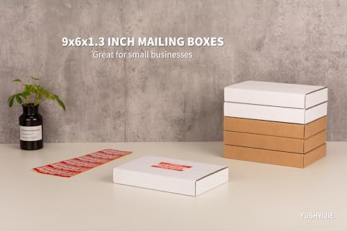 50 Pack 9x6x1.3 inch Small Shipping Boxes for DVD, Book Mailers - color: White