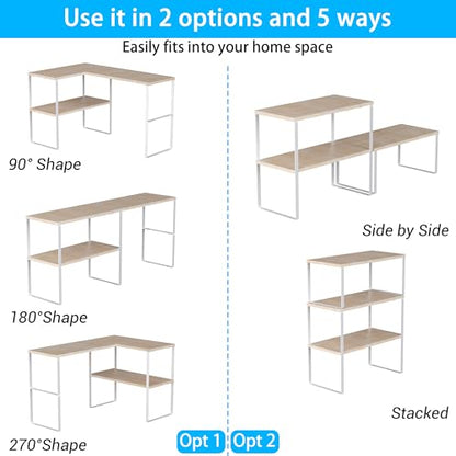 Golener Kitchen Counter Organizer, Countertop Shelf, Adjustable, Stackable - color: Natural Beige, size: Large