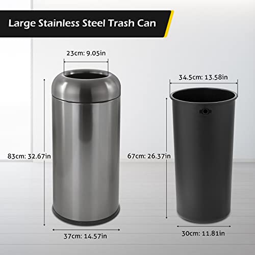 Dyna-Living Large Trash Can Commercial Stainless Steel Garbage Can with Lid - color: Black