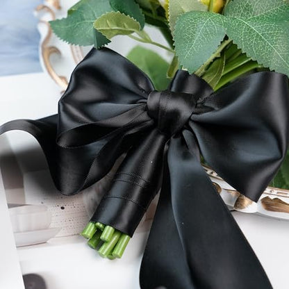 Black Double-Faced Satin Ribbon, 3 Inch x 10 Yards - color: Black