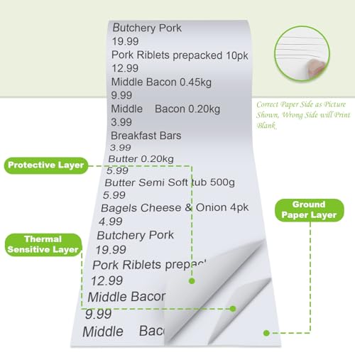 MFLABEL 2 1/4" x 50' Thermal Receipt Papers, 10 Rolls per Carton, 48g Weight, Biodegradable, Coated, POS Cash Register Paper - size: 2 1/4" x 50'