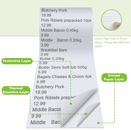 MFLABEL 2 1/4" x 50' Thermal Receipt Papers, 10 Rolls per Carton, 48g Weight, Biodegradable, Coated, POS Cash Register Paper - size: 2 1/4" x 50'